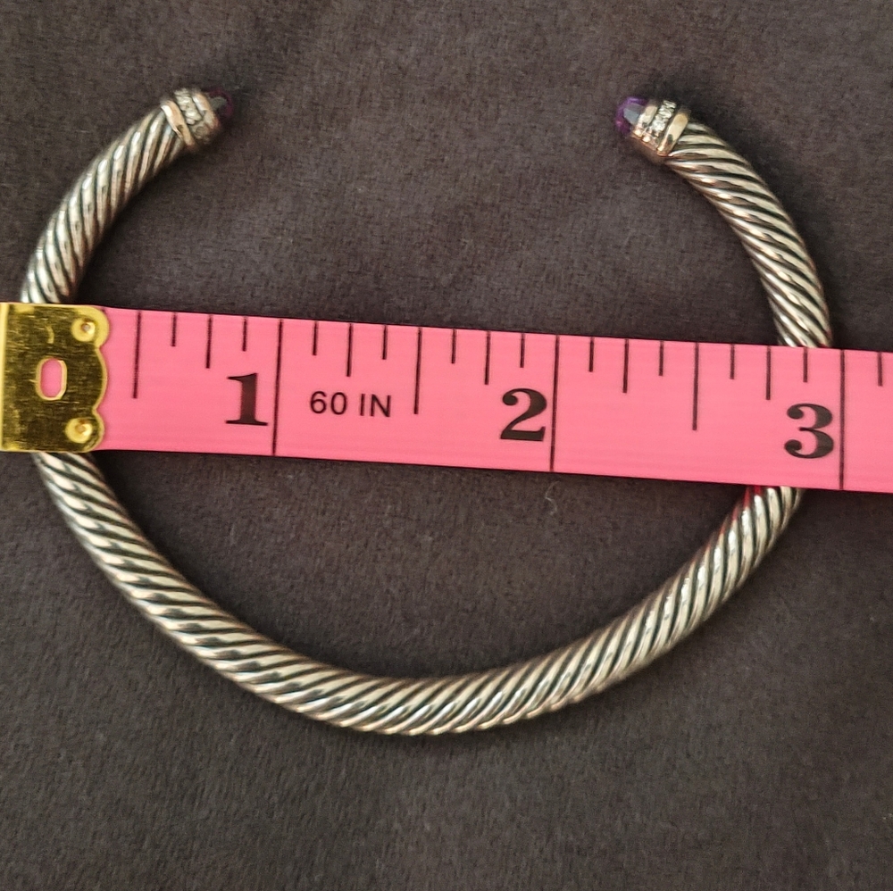 David Yurman Wire Bracelet Amethyst and Diamond 14k & 925 - Picture 12 of 13